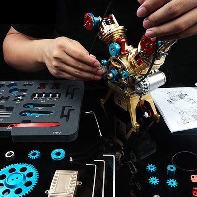 V2 Car Engine Assembly Kit Full Metal VT 2 Cylinder Engine Build Kit