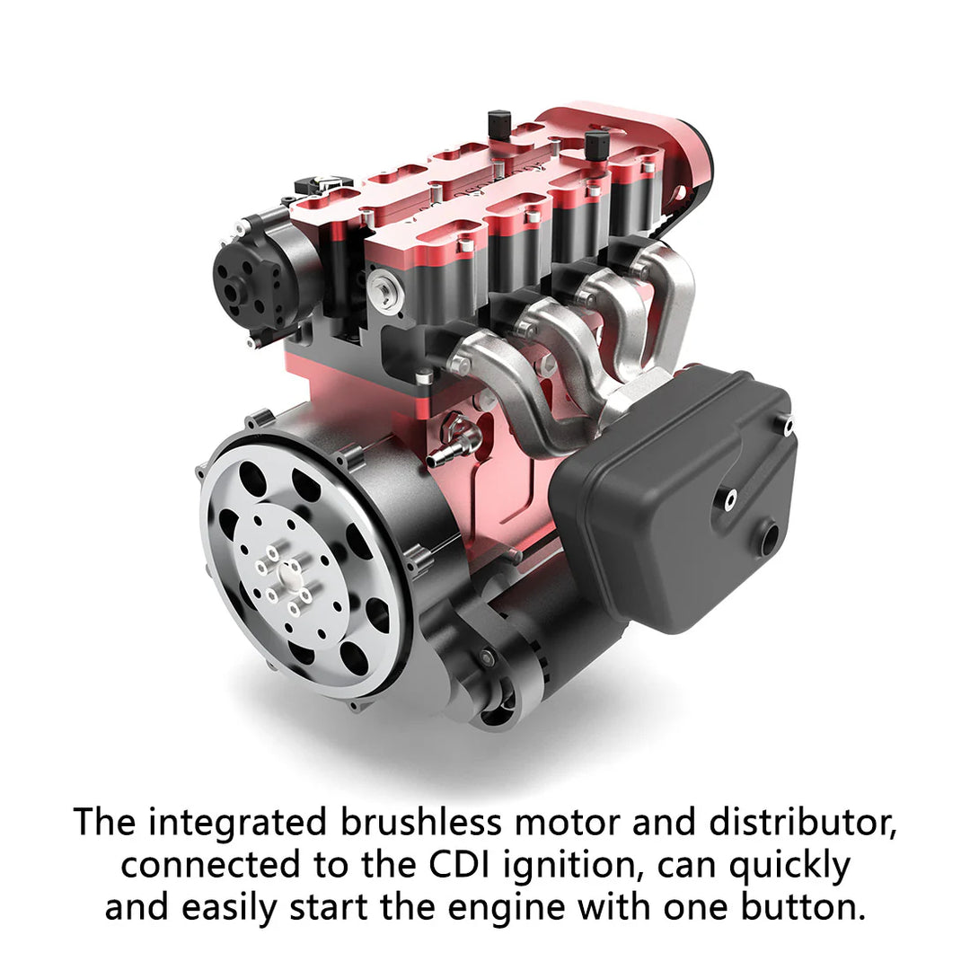 L4 Engine GS-L4 36cc DOHC Inline 4 Cylinder 4 Stroke Water-Cooled L4 RC Gasoline Engine Model that Works - Speed Up to 12,000rpm