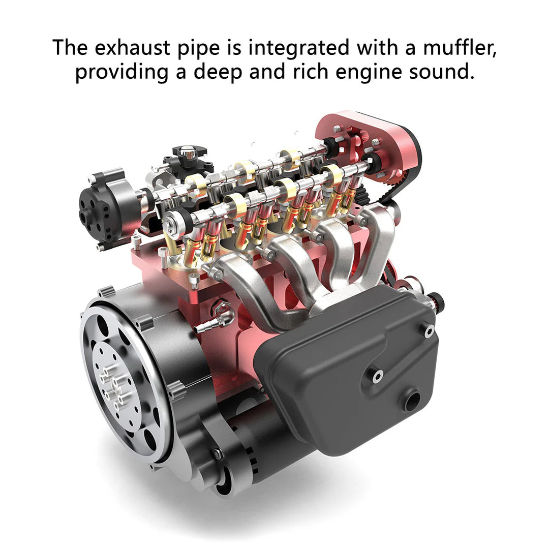 L4 Engine GS-L4 36cc DOHC Inline 4 Cylinder 4 Stroke Water-Cooled L4 RC Gasoline Engine Model that Works - Speed Up to 12,000rpm