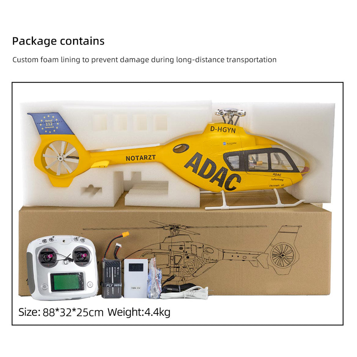 EC135 470 Class RC Helicopter ADAC 6CH 2.4G with ACE Flight Controller & GPS