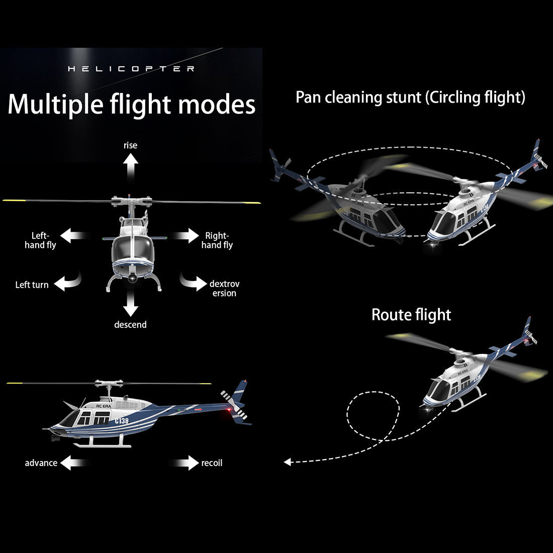 RC ERA C138 206 RC Helicopter 2.4G 6CH 1/33 Scale No Aileron Helicopter