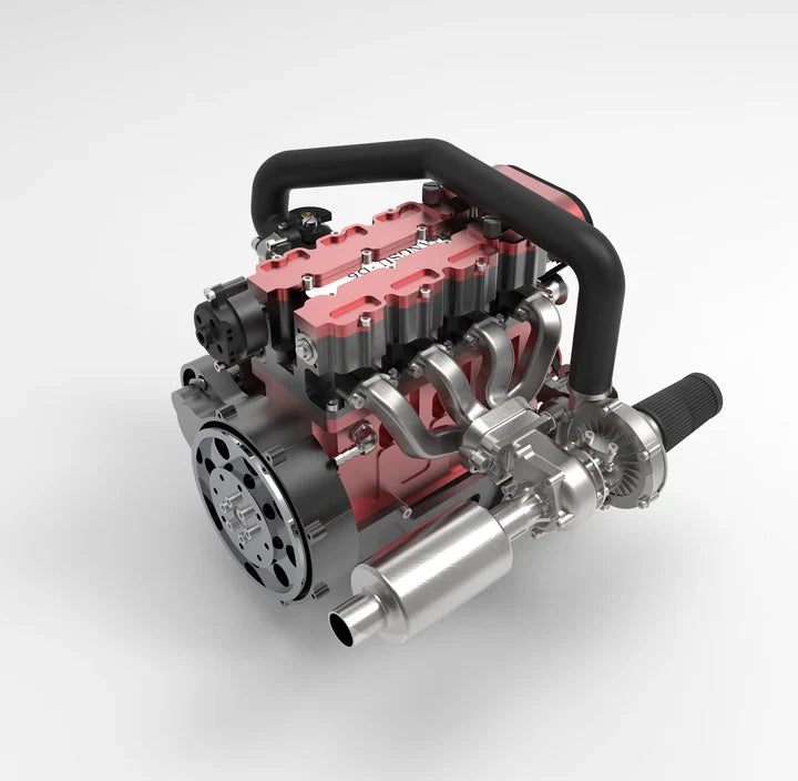 L4 Engine GS-L4 36cc DOHC Inline 4 Cylinder 4 Stroke Water-Cooled L4 RC Gasoline Engine Model that Works - Speed Up to 12,000rpm