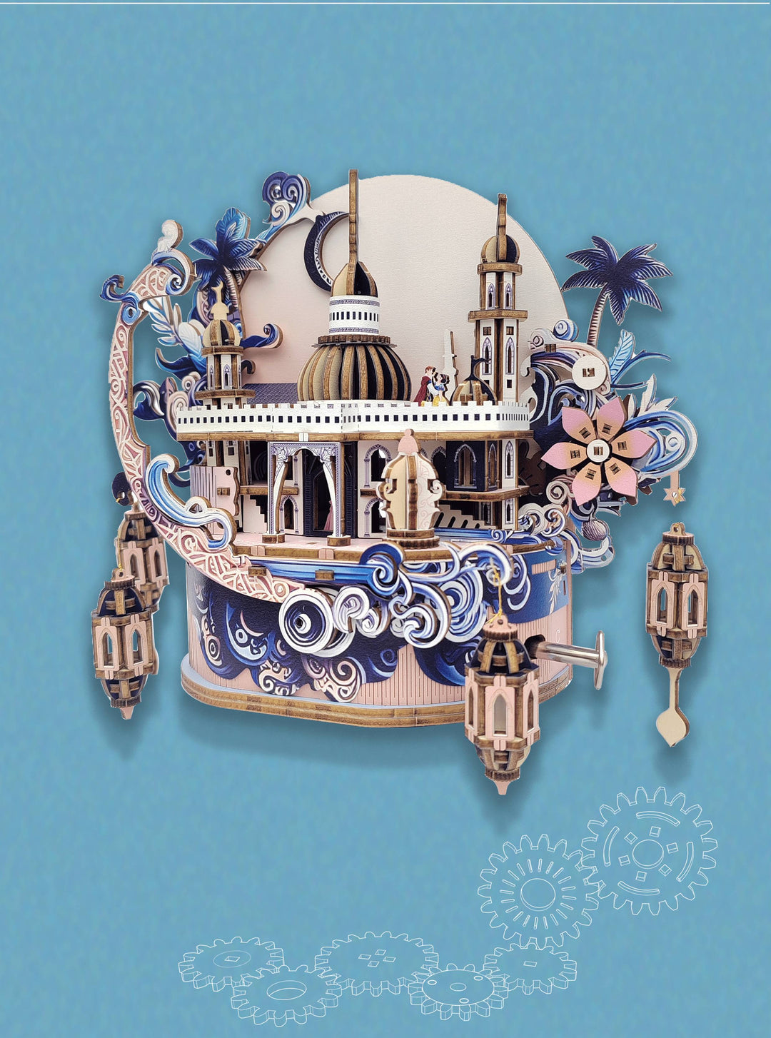 Dream Flower Castle Music Box 3D Wooden Puzzle