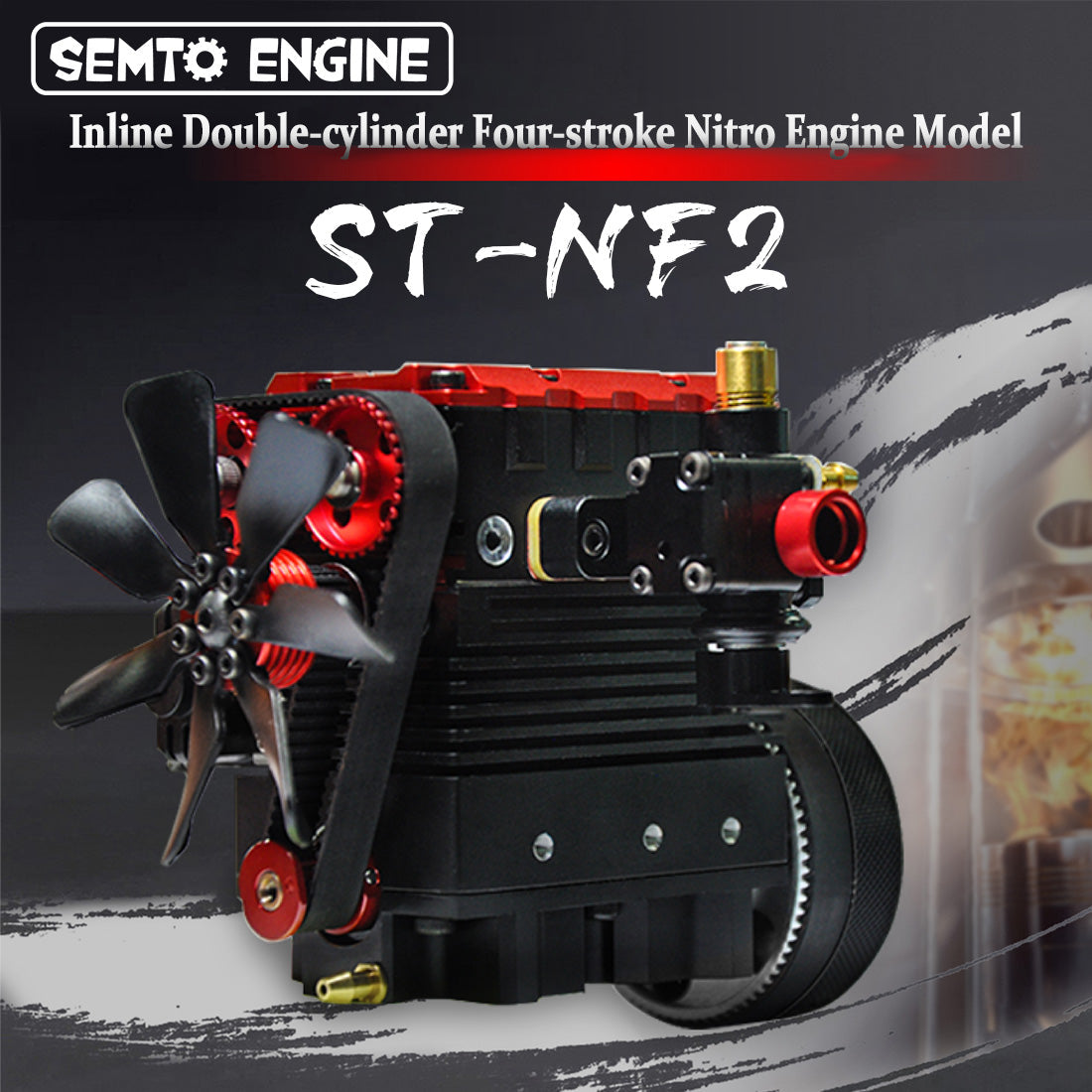 SEMTO ENGINE ST-NF2 7cc SOHC Nitro 4 Stroke 2 Cylinder Nitro Engine Model Kit