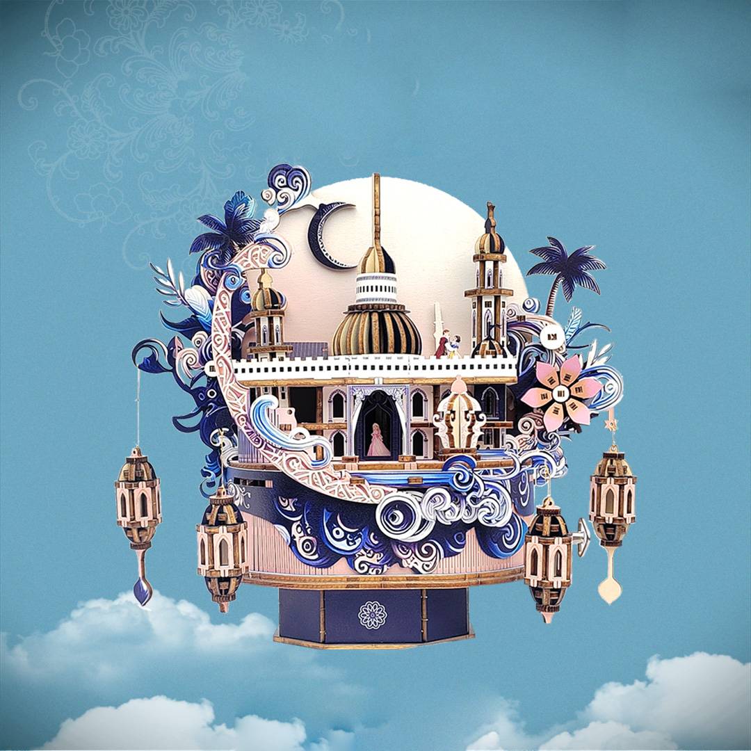 Dream Flower Castle Music Box 3D Wooden Puzzle