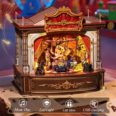 Animal Carnival 3D Wooden Music Box