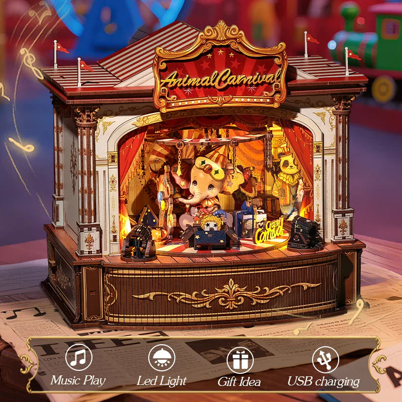 Animal Carnival 3D Wooden Music Box
