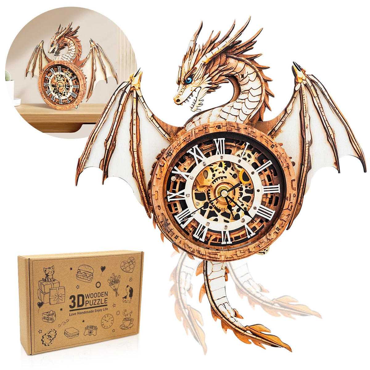 Dragon Clock 3D Wooden Puzzle