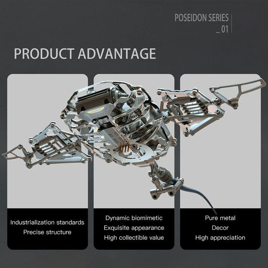 Innovative Mechanical Steampunk Style Manta Ray 3D Metal Model
