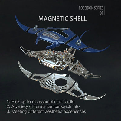 Innovative Mechanical Steampunk Style Manta Ray 3D Metal Model