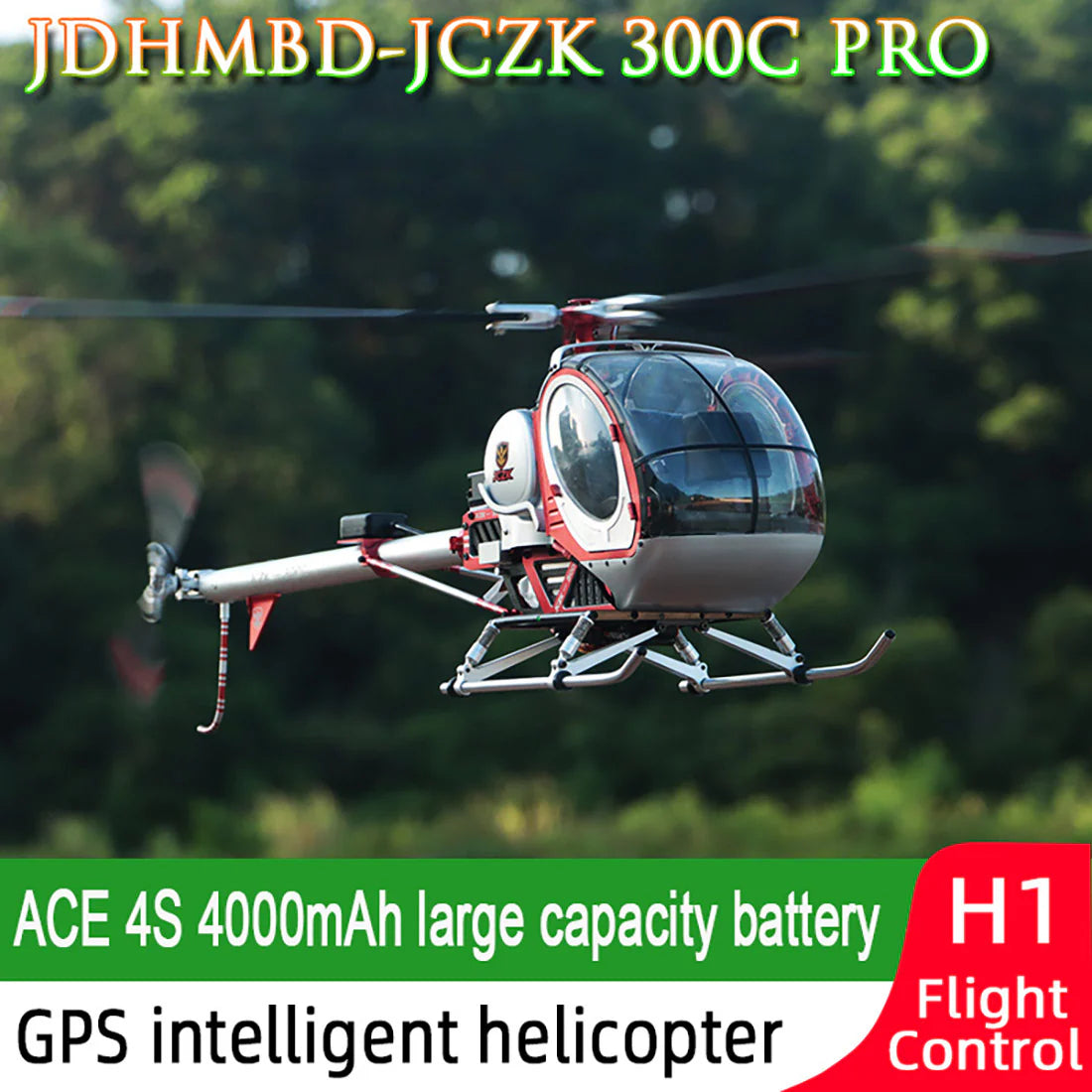 JCZK 300C PRO 12CH Super Simulation Smart RC Helicopter RTF With GPS One-key Return Hover H1 Pro Flight Control Flybarless