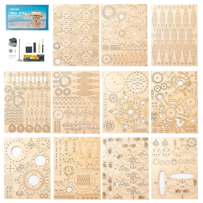 Mechanical SkyCity 3D Wooden Puzzle