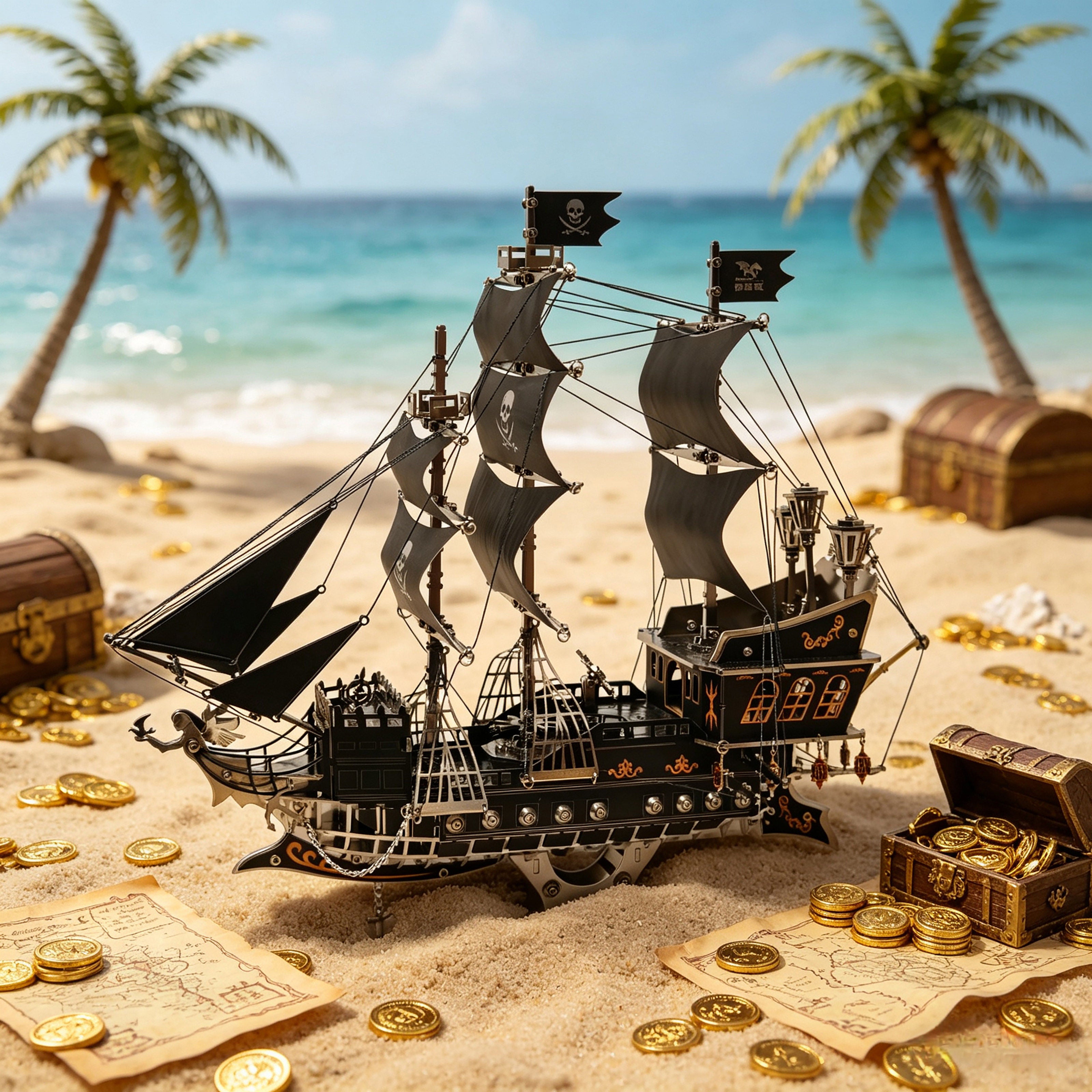 Pirate Ship 3D Metal Model