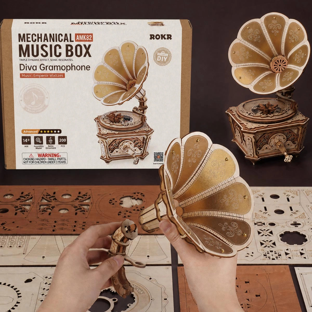Diva Gramophone 3D Wooden Model