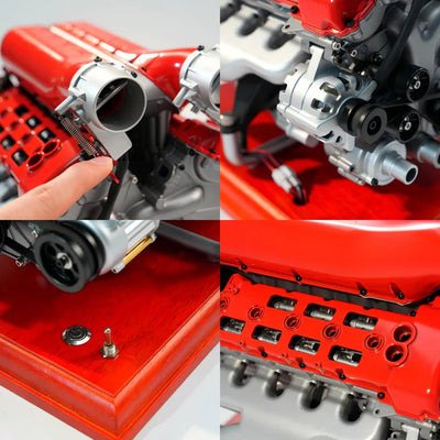 V12 Engine Model Kit that Works-TECHING 1/4 Supercar V12 Engine Model Kit with Synchronized Throttle Sound Effects 800+PCS