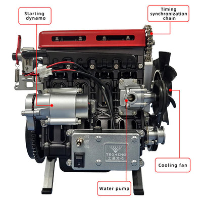 Full Metal 4 Cylinder L4 Engine Model Kit Upgraded Version