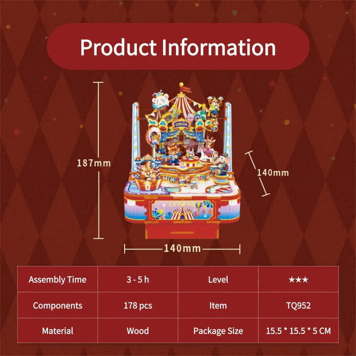 Circus Musical Puzzle DIY Rotating Box