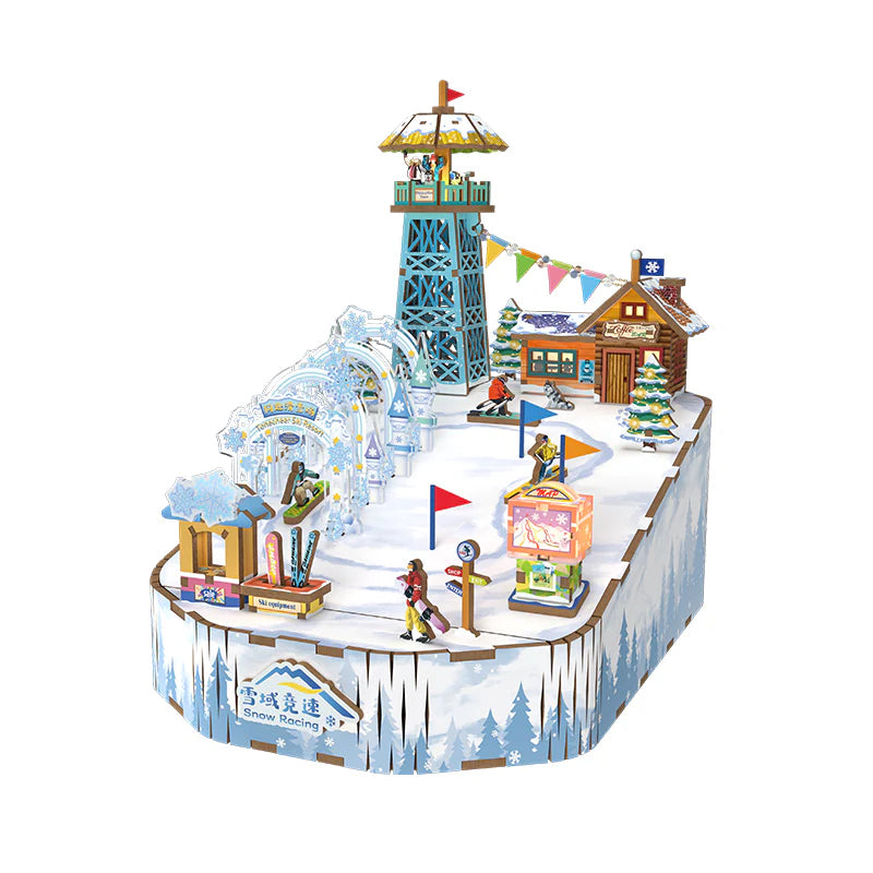 Snow Racing Music Box 3D Wooden Puzzle