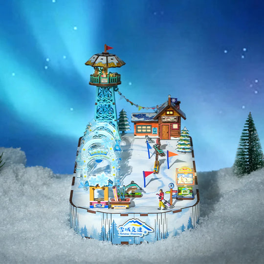 Snow Racing Music Box 3D Wooden Puzzle