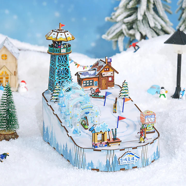 Snow Racing Music Box 3D Wooden Puzzle