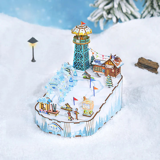 Snow Racing Music Box 3D Wooden Puzzle