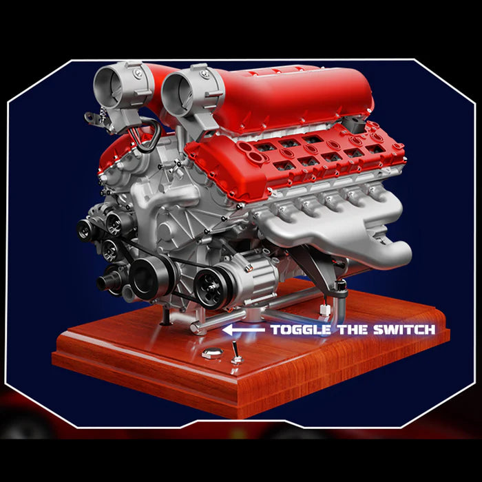V12 Engine Model Kit that Works-TECHING 1/4 Supercar V12 Engine Model Kit with Synchronized Throttle Sound Effects 800+PCS