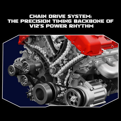 V12 Engine Model Kit that Works-TECHING 1/4 Supercar V12 Engine Model Kit with Synchronized Throttle Sound Effects 800+PCS