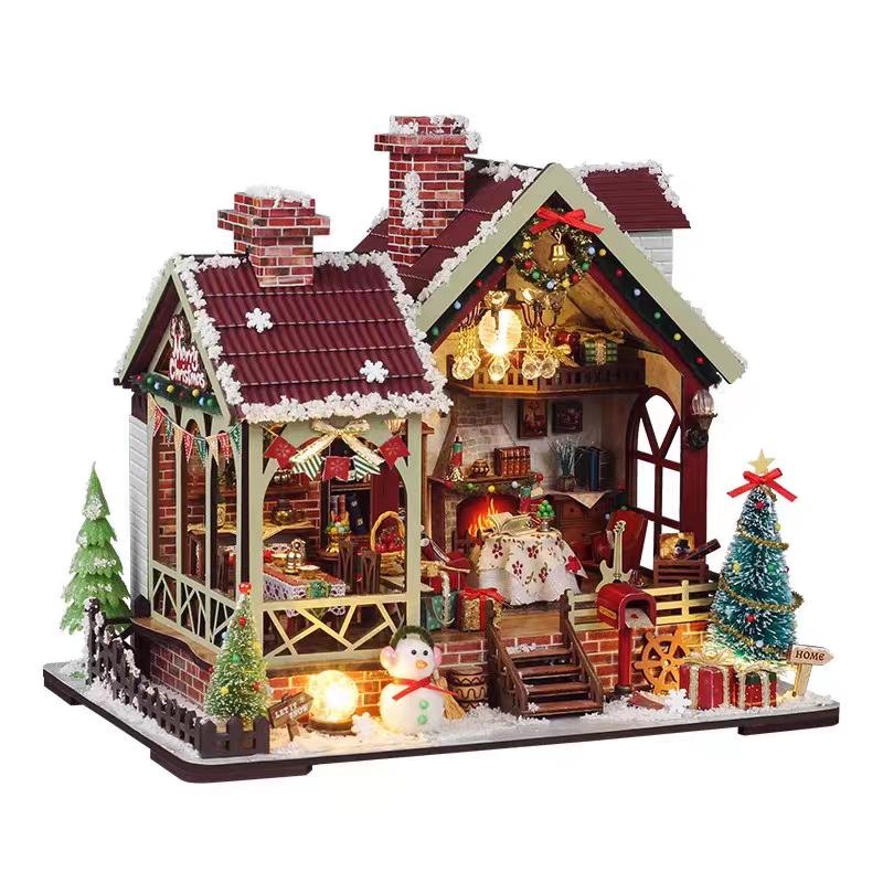 Warm Christmas Lodge DIY Miniature House