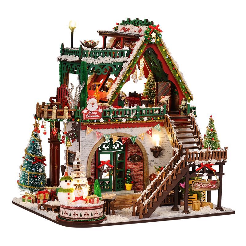 Snowy Christmas Lodge DIY Miniature House