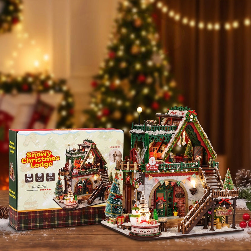 Snowy Christmas Lodge DIY Miniature House