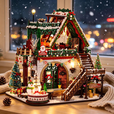 Snowy Christmas Lodge DIY Miniature House
