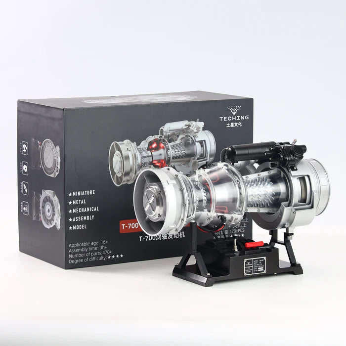 T700 Turboshaft Engine Model Kit that Works-1/4 Metal Simulation Electric Military Helicopter Turboshaft Engine Model