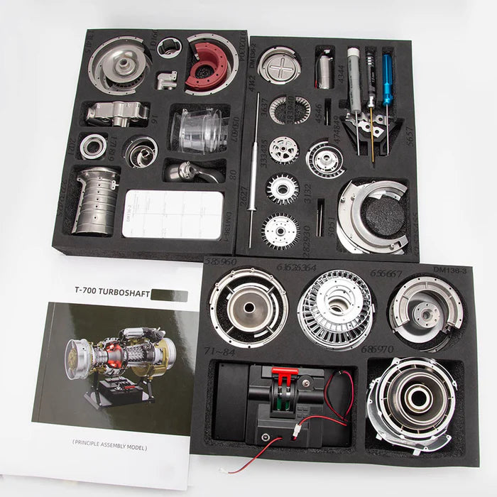 T700 Turboshaft Engine Model Kit that Works-1/4 Metal Simulation Electric Military Helicopter Turboshaft Engine Model