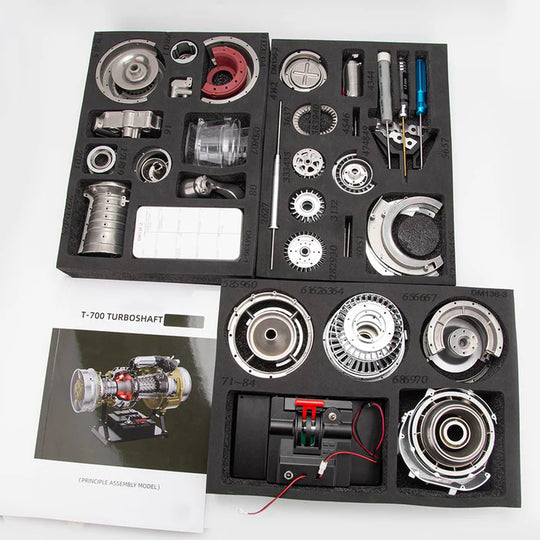 T700 Turboshaft Engine Model Kit that Works-1/4 Metal Simulation Electric Military Helicopter Turboshaft Engine Model