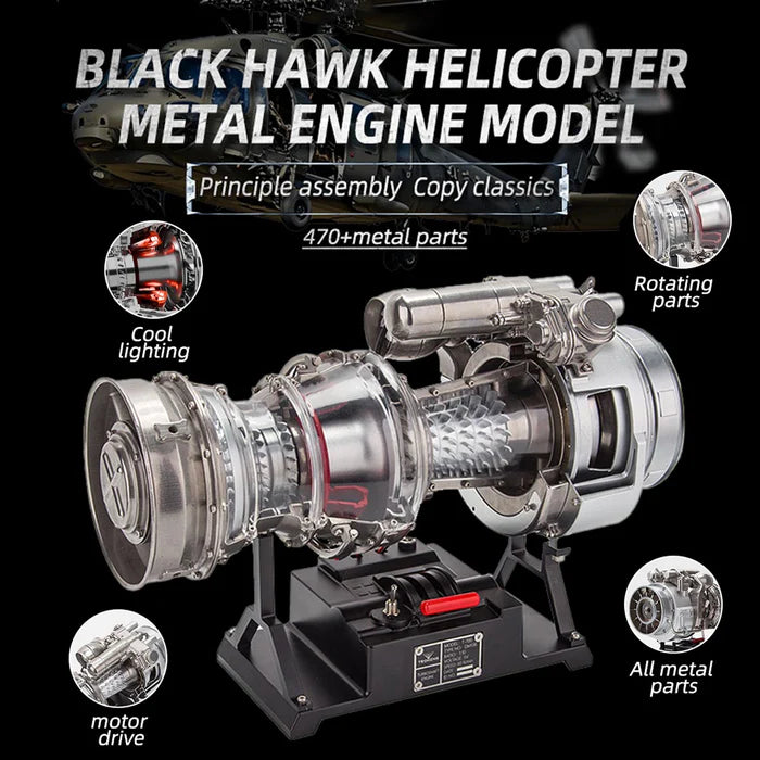 T700-1/4 Metal Simulation Electric Military Helicopter Turboshaft Engine Model