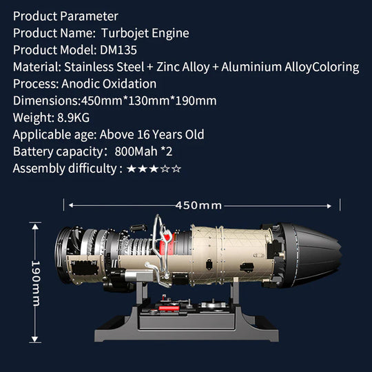 1/10 Full Metal Electric Turbojet Engine Small Bypass Ratio Twin Rotor Aircraft Model