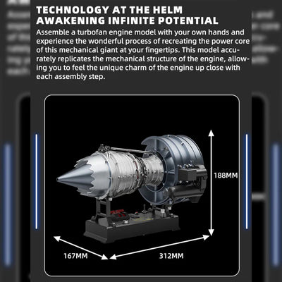 Turbofan Engine Model Kit that Works - 1/12 Full Metal Dual-Spool Turbofan Engine Model Kit 300+PCS