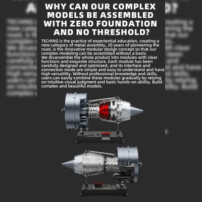 Turbofan Engine Model Kit that Works - 1/12 Full Metal Dual-Spool Turbofan Engine Model Kit 300+PCS